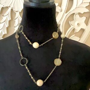 34” long beaded necklace